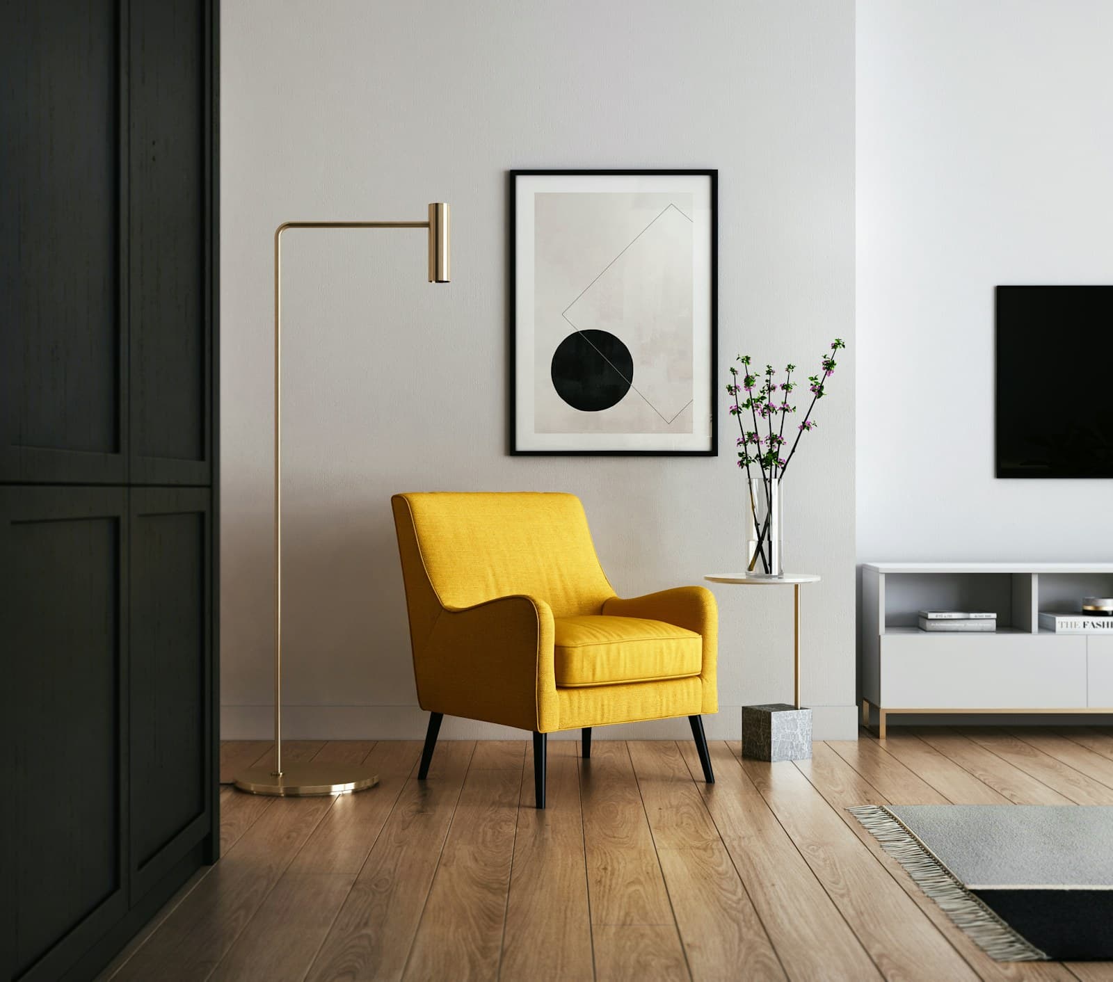 Warm living room with household furnishings arranged for careful estate sale review